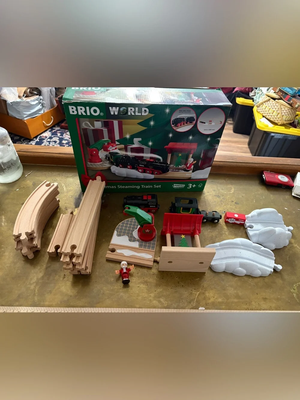 BRIO World 36014 Christmas Steaming Train Set Wood Track Incomplete W/ Box